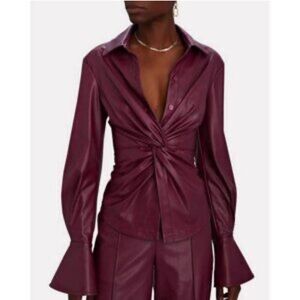 Jonathan Simkhai Purple Jacket with Twisted Waist and Bell Sleeves